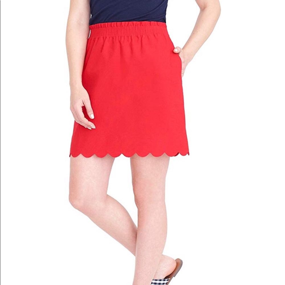 NWT J Crew scalloped sidewalk skirt, red
